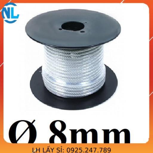 Dây cáp thép bọc nhựa Ø [ 8mm ] dài 1 mét – 1000 mét cáp thép giá sỉ