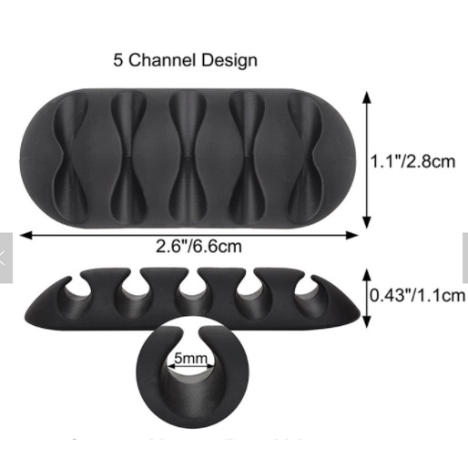 Dụng cụ cố định dây diện, cáp sạc bằng nhựa dẻo 5 khe tiện lợi gọn gàng