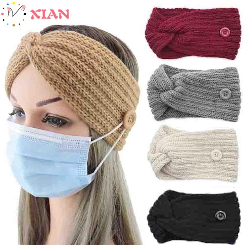 XIANSTORE Prevent retraction Knitted Headbands Hair Accessories Warm Sweatband Facial protectionHold Headband Wide Hair Band Anti-skid Drop Relax Ears Elastic Stretch Cotton Hair Band With Two Buttons/Multicolor