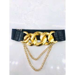 Thắt lưng nữ, đai váy nịt đầm thắt váy mặt kim loại chun co giãn phối váy đầm, quần jean nữ bản 4cm.