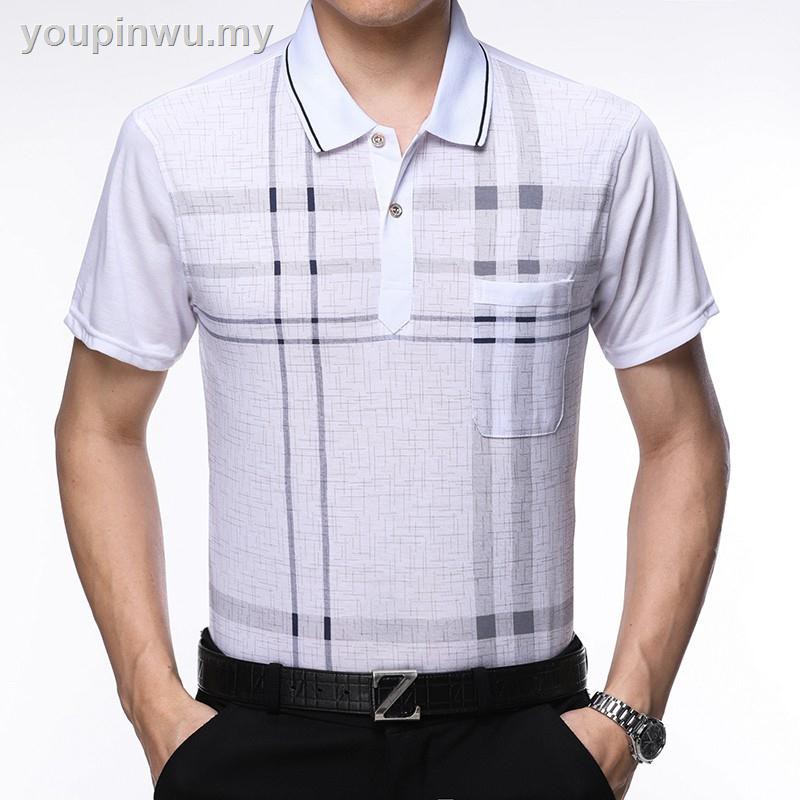 áo polo Vải Cotton Dáng Rộng Thời Trang Mùa Hè Cho Nam Từ 40-50 Tuổi