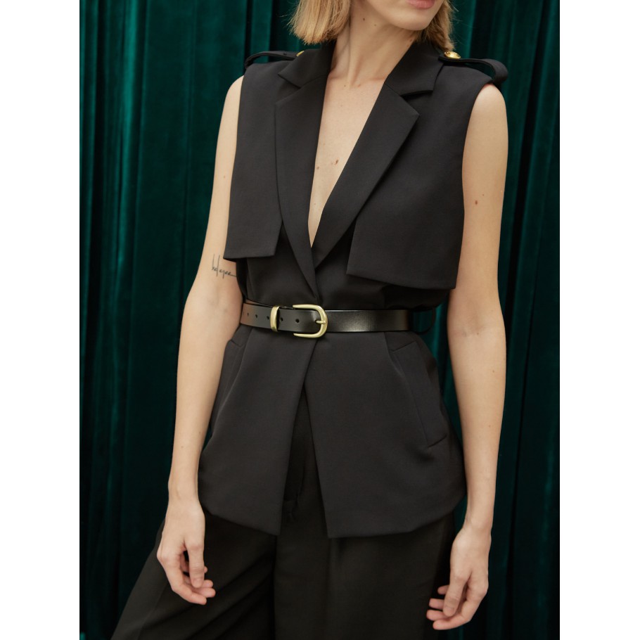 [Mã WABRCCS1 giảm 10% đơn 99K] COCO SIN - Áo Vest Đen Đính Nút Gold Kèm Belt | BigBuy360 - bigbuy360.vn