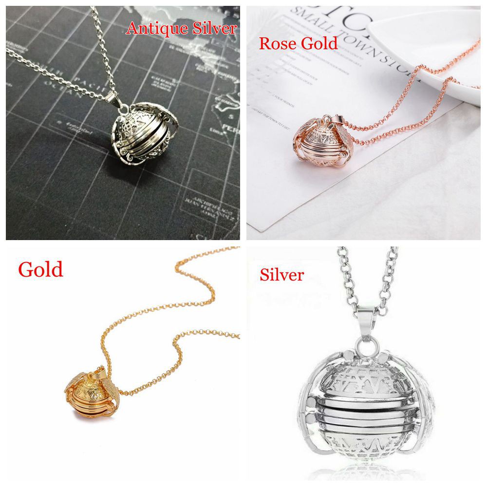 💍HS💄 New Memory Floating Locket Necklace Jewelry Long Chain Magic 4 Photo Pendant Family Photo Expanding Fashion Gifts Angel Wings/Multicolor