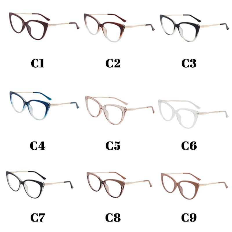 Mắt Kính TR90 Gọng Kim Loại Chống Ánh Sáng Xanh Thời Trang Phương Tây Cho Nữ