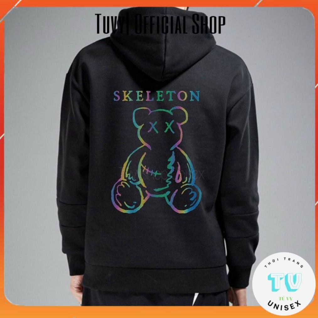 Hoodie nam FREESHIP Áo hoodie nỉ nam nữ form rộng unisex phản quang phát sáng flash in chữ skeleton unisex