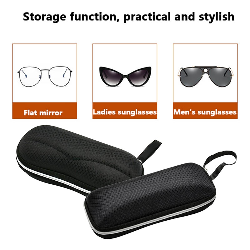 Hộp Cứng Màu Đen Có Khóa Kéo Dùng Để Đựng Mắt Kính