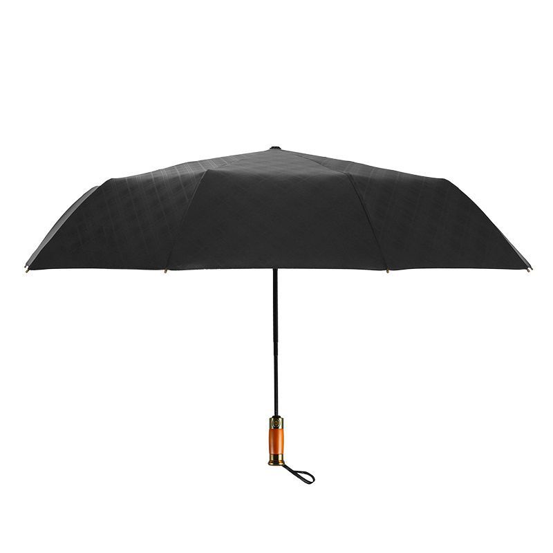 Dù Gấp Tự Động 10 Xương Chống Mưa Nắng Tay Cầm Gỗ