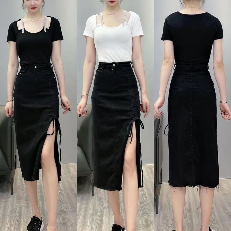 Chân Váy Bò Dáng Dài Dây Rút Siêu Xinh