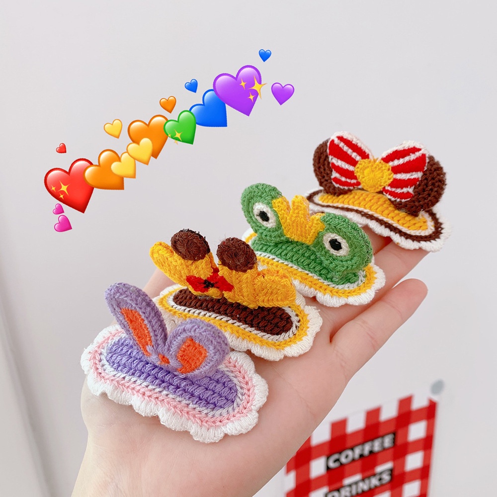 Kẹp tóc bằng len mềm mại dễ thương phong cách Nhật Bản cho bé gái