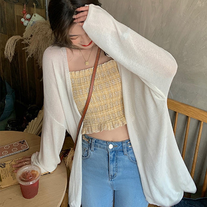 COZOK Áo Khoác Cardigan Tay Dài Chống Nắng Thiết Kế Đơn Giản Thời Trang