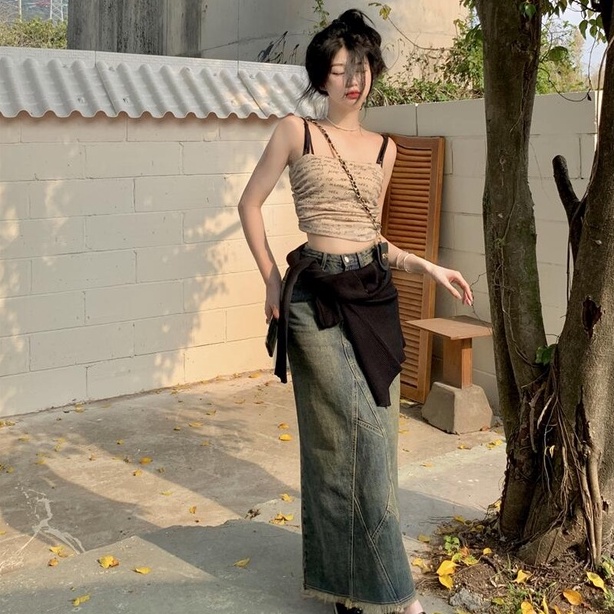 【ZHELIHANGFEI】 Áo Lót Dệt Kim Không Tay Hở Lưng Xinh Xắn