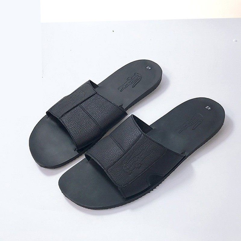 HANO - Dép da nam cá sấu bản ngang da bò thật đế cao su xịn D1211