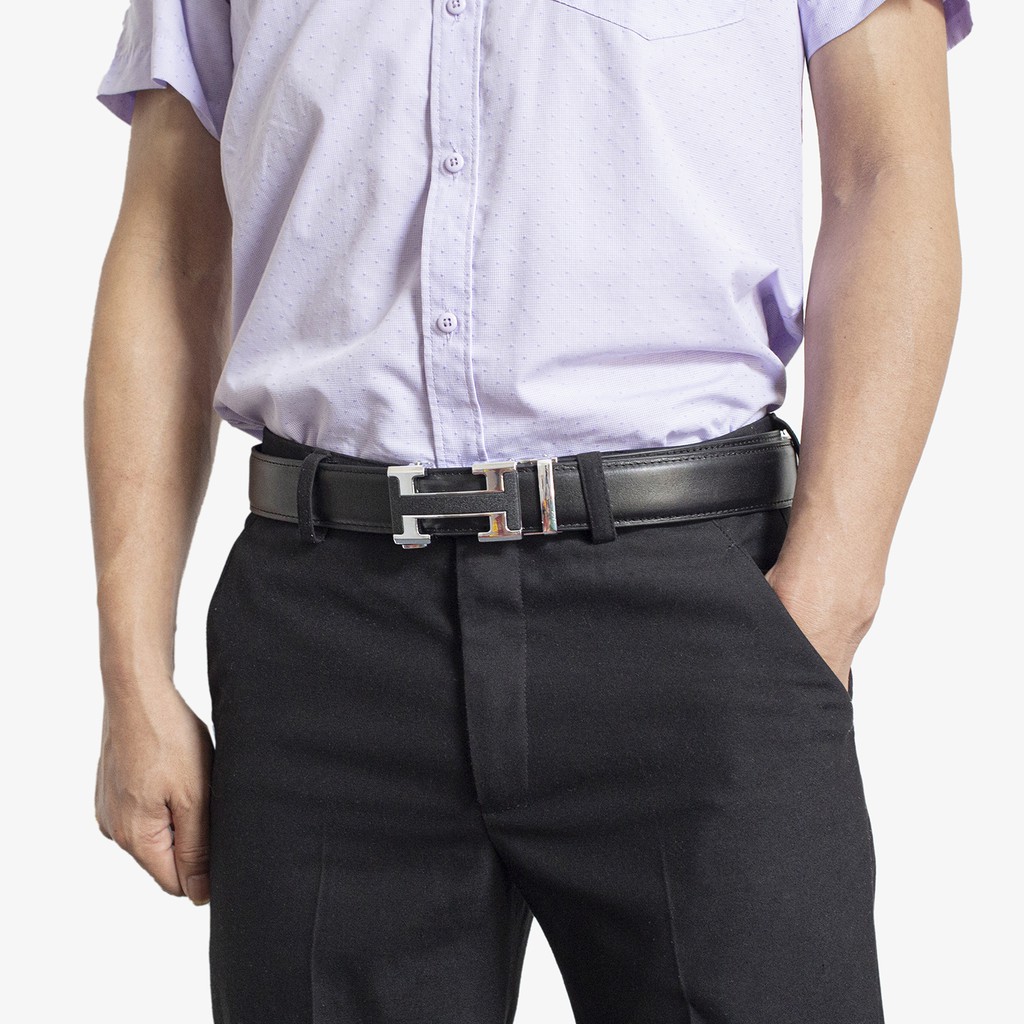 Thắt lưng nam da bò cao cấp-3 lớp-màu đen-khóa tự động nhiều mặt L104-DA THẬT-BH 24 tháng