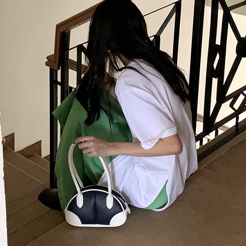 Túi xách IELGY đeo dưới cánh tay ghép nối màu đơn giản xinh xắn cho nữ