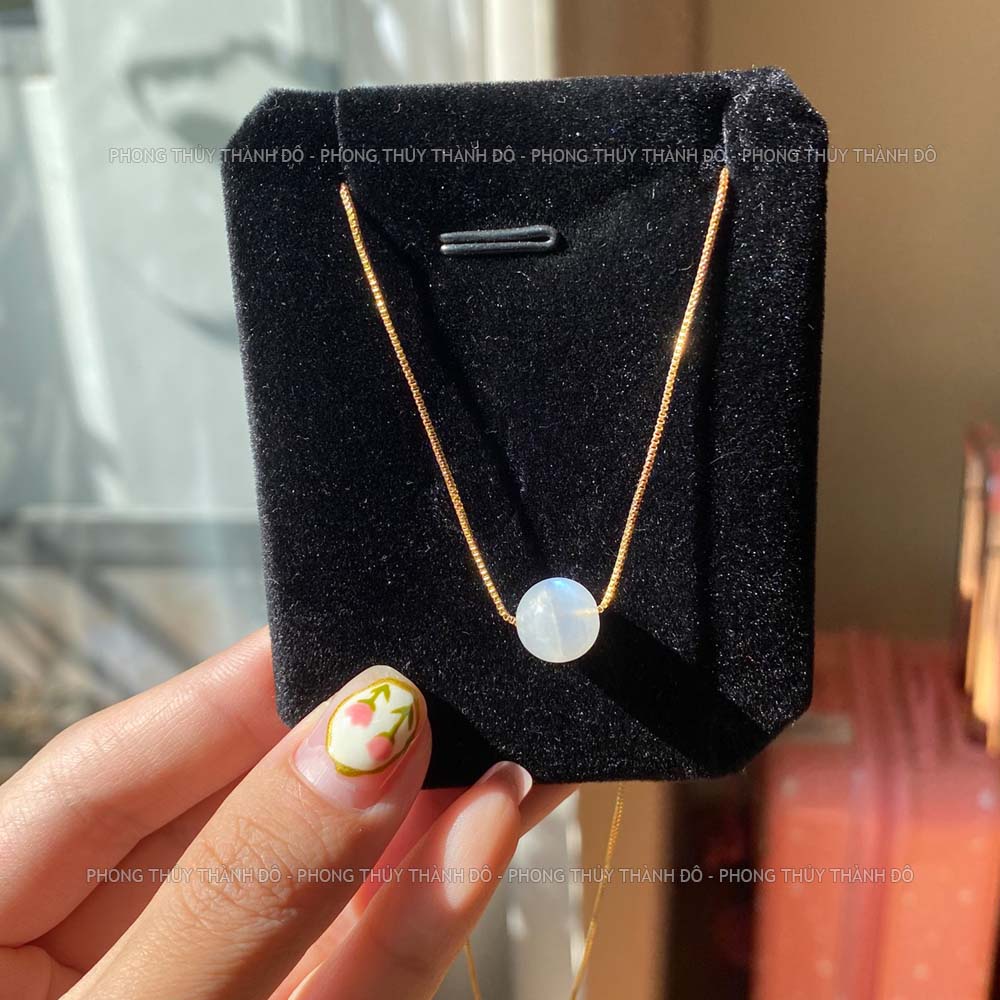 Bộ Dây Chuyền M00NSTONE Tự Nhiên, Size Hạt 8-9mm - Cầu Tình Duyên, May Mắn, Công Việc Hanh Thông - Phong Thủy Thành Đô