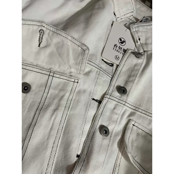 ÁO KHOÁC BÒ JEAN TRẮNG DÀI TAY