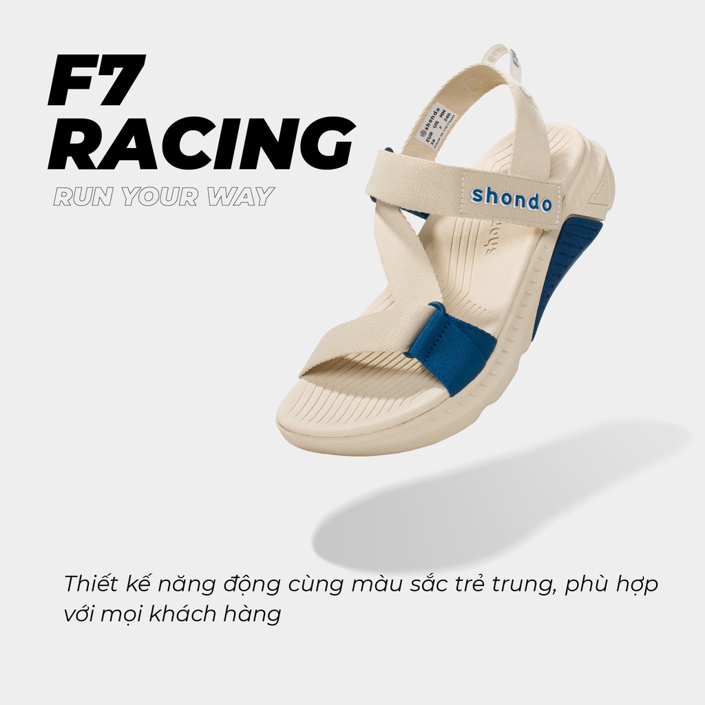 Giày Sandals Nam Nữ Shondo F7 Racing Be Phối Xanh Dương F7R2530