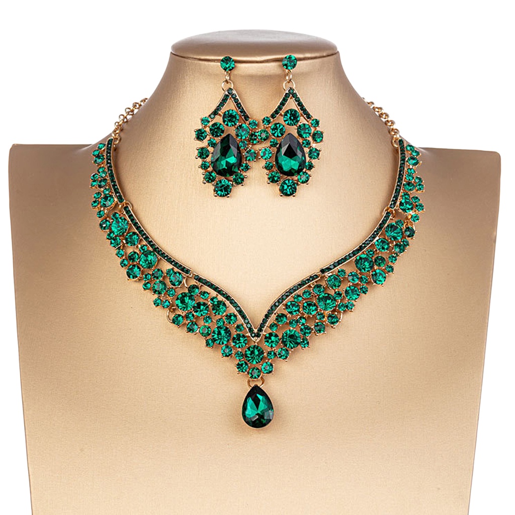 1 Bộ Vòng cổ + Bông Tai Hình Giọt Nước Có Thể Điều Chỉnh Cho Cô Dâu