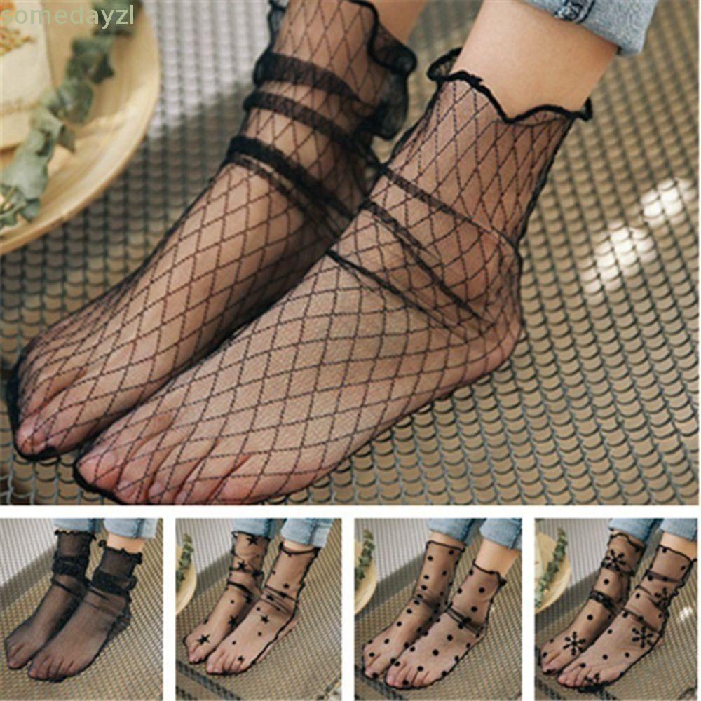 Vớ lưới cổ thấp hình ngôi sao/ hoa tuyết thời trang cho nữ