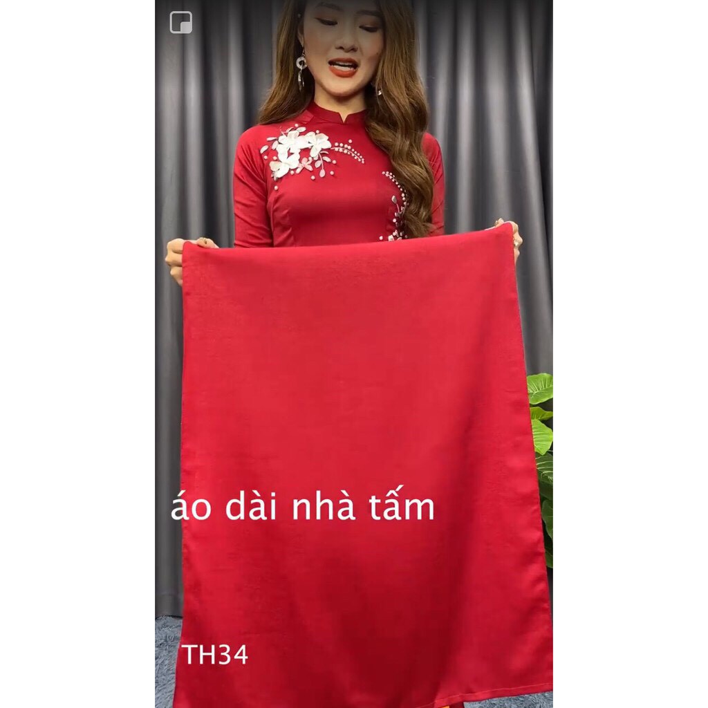 ÁO DÀI THÊU DUY BĂNG / ÁO DÀI MÀU ĐỎ NHÀ TẤM - MÃ TH34 | BigBuy360 - bigbuy360.vn