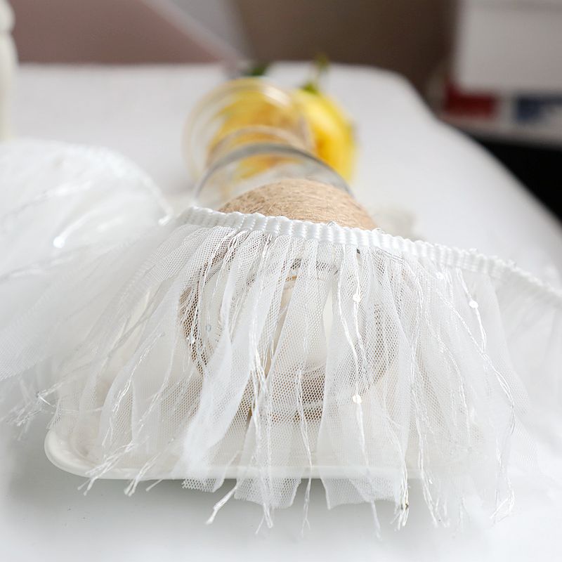 Dải Dây Tua Rua Dài 1m Màu Trắng Đính Kim Sa Lấp Lánh Dùng Trang Trí Quần Áo Diy