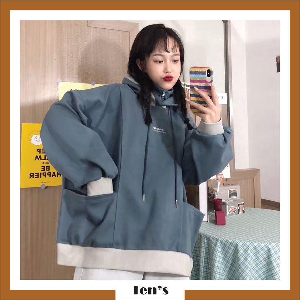 [Tạm ngưng Order] Áo hoodie ulzzang form rộng hai túi ngang phong cách Hàn Quốc