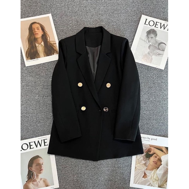 Áo blazer phom suông hàng QC 2lớp dày dặn