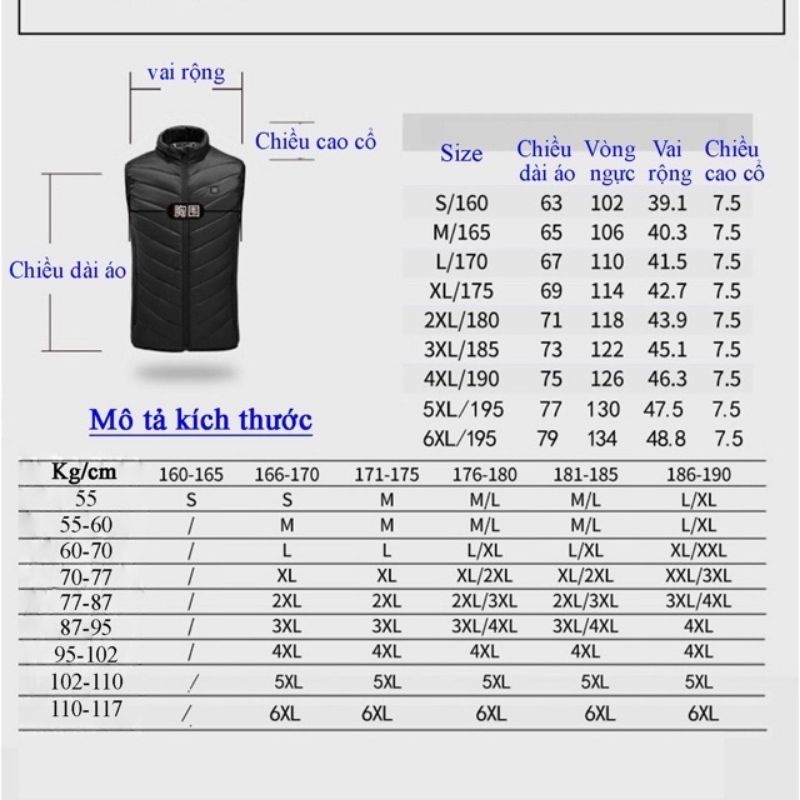 🔥Áo Khoác Điện Sưởi Ấm Giữ Nhiệt Cực Lâu 🔥 -  Áo Sưởi Ấm Bằng Điện Sạc USB Siêu Nhẹ