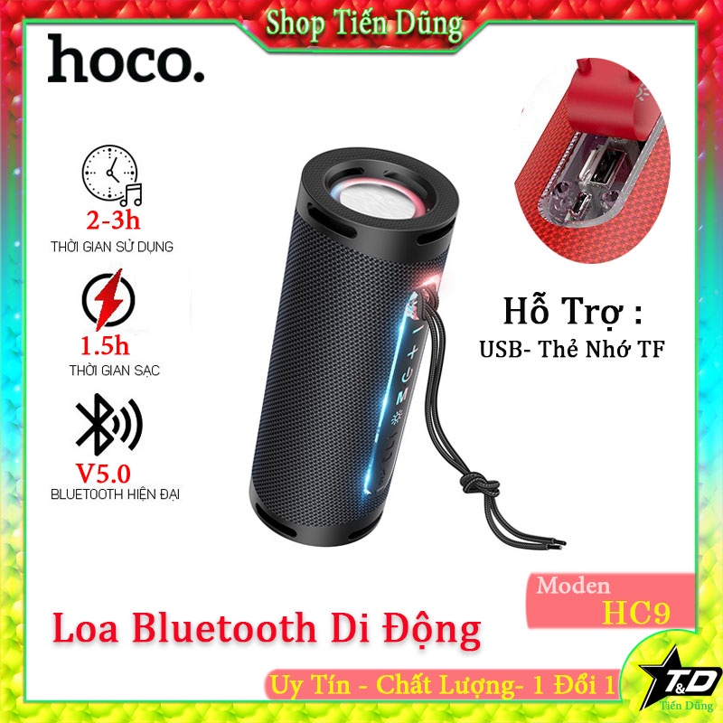 [Mã ELHACE giảm 4% đơn 300K] Loa Bluetooth Hoco HC9 V5.0 Hỗ Trợ Thẻ Nhớ TF, USB Có Các Màu Thời Trang Loa Có Dây Treo