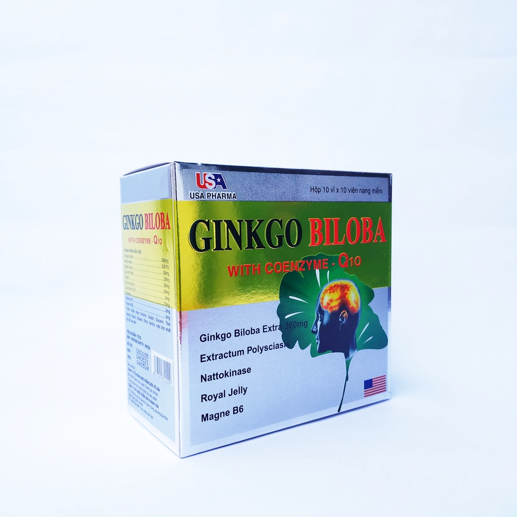 HOẠT HUYẾT DƯỠNG NÃO GINKGO BILOBA WITH COENZYME Q10 - GINKGO BILOBA Q10 - BỔ SUNG DƯỠNG CHẤT CHO NÃO - HỘP 100 VIÊN