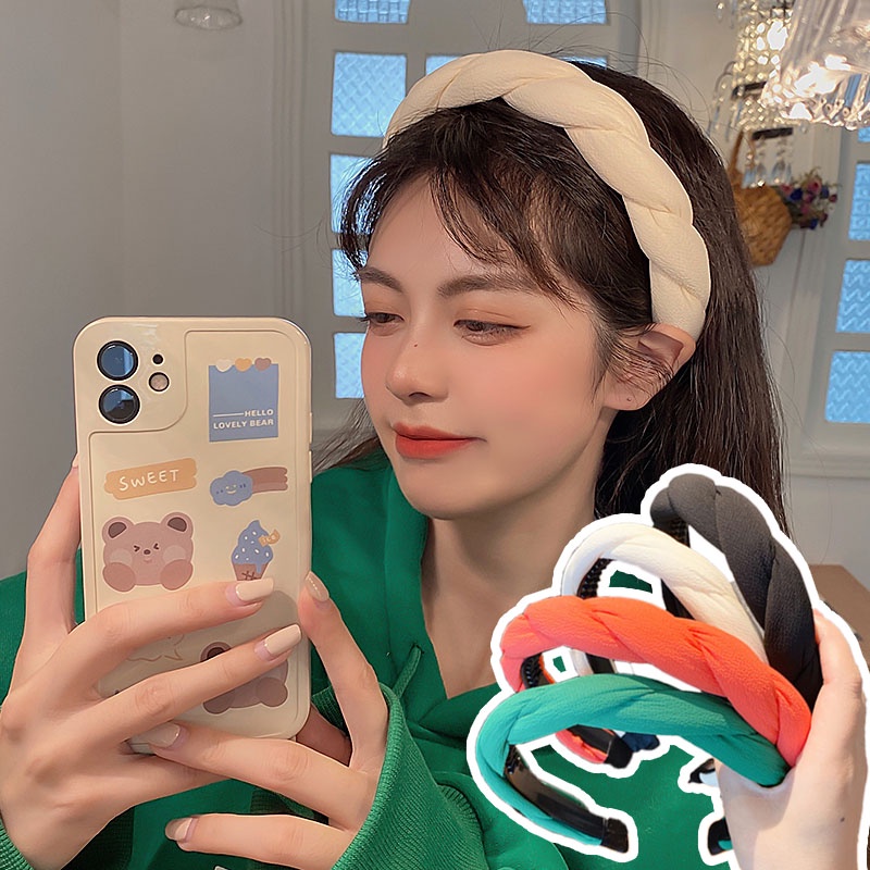 Băng đô cài tóc dày dặn màu sắc dễ thương phong cách Hàn quốc chất lượng cao