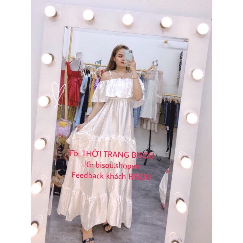 VIDEO THẬT❤️MAXI TRỄ VAI BÈO NHIỀU TẦNG,ĐẦM CÔNG CHÚA TRẮNG XOÈ ĐẸP GIÁ RẺ VÁY KỈ YẾU TIỆC DU LỊCH VINTAGE hình ảnh thật