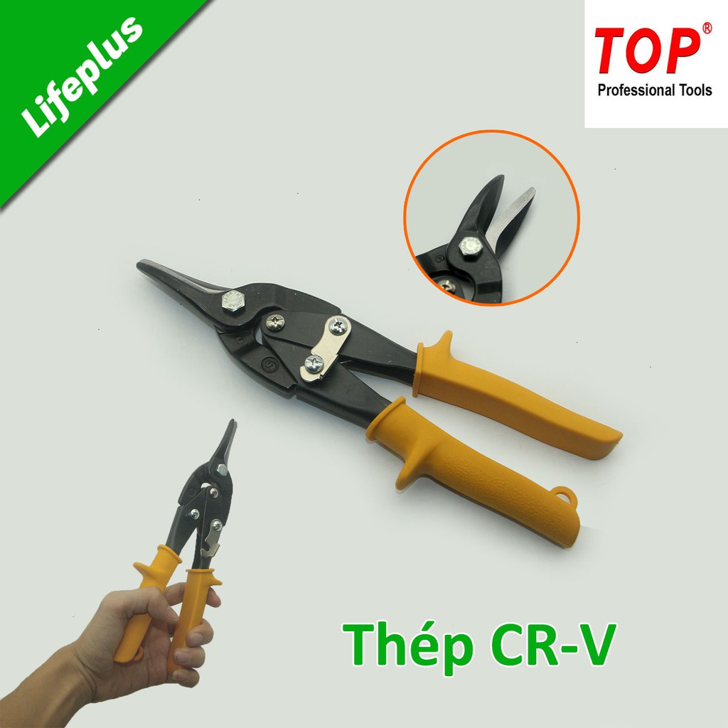 Kéo cắt tấm inox mũi thẳng cao cấp của TOP hợp kim Crôm - Mô líp đen