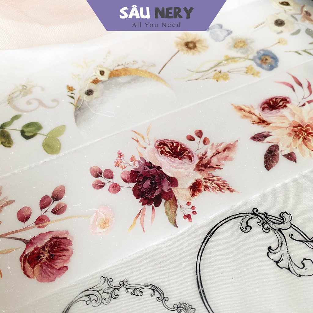 Sâu Nery - Washi tapee, sticker hoa và khung by Heartly Paper (Chu kì 50cm)