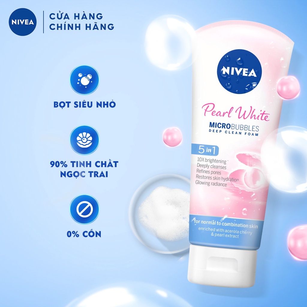 Bộ sản phẩm làm sạch &amp; sáng da NIVEA: Nước tẩy trang 400ml &amp; Sữa rửa mặt Pearl White, Nước hoa hồng 200ML