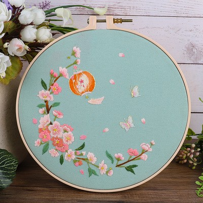 Kit thêu tay DIY mẫu Hươu Hoa sen xanh Bộ nguyên liệu tự thêu tay tranh phong cảnh - Xuân Khởi - ZEN Handmade