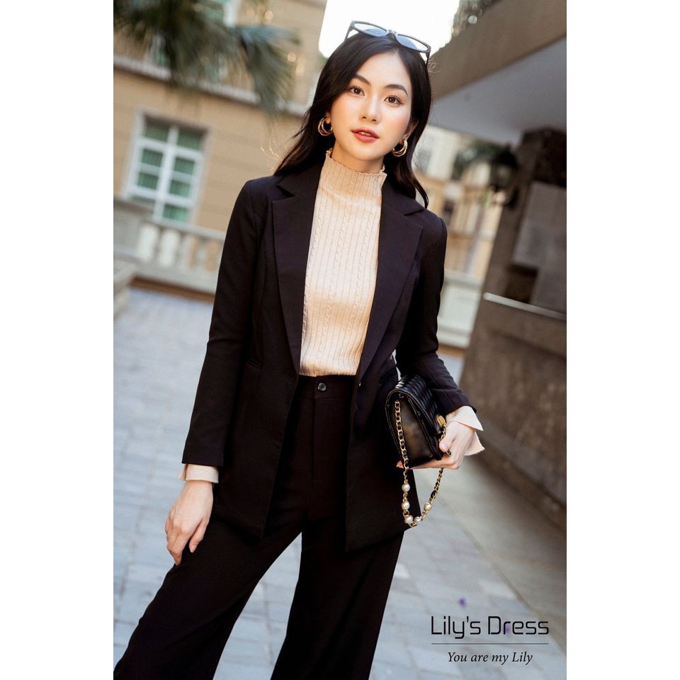 Set Blazer Đen 1 cúc dáng ngắn + quần sớ by Lilie | BigBuy360 - bigbuy360.vn