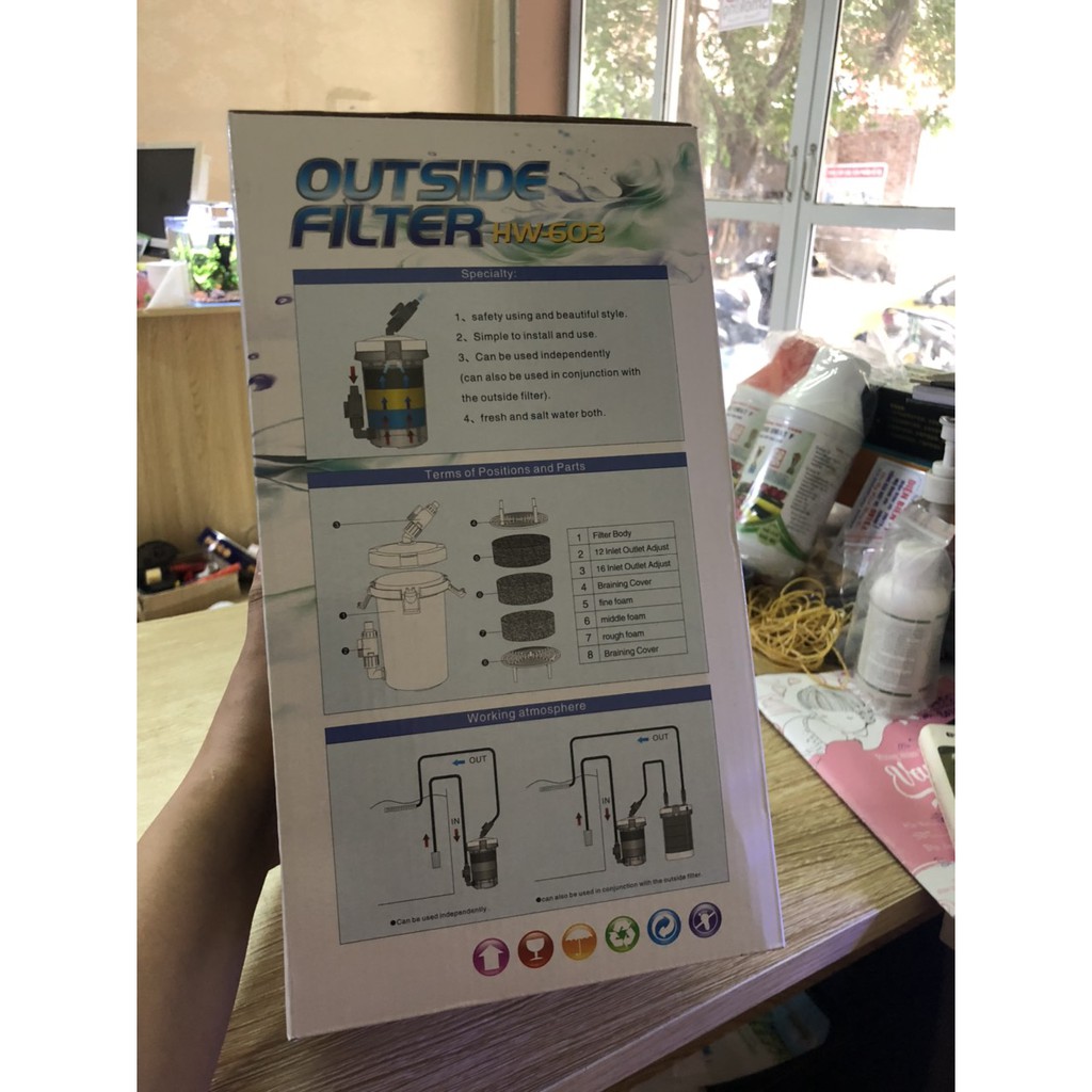 Lọc thùng bể cá HW-603B và lọc phụ HW-603