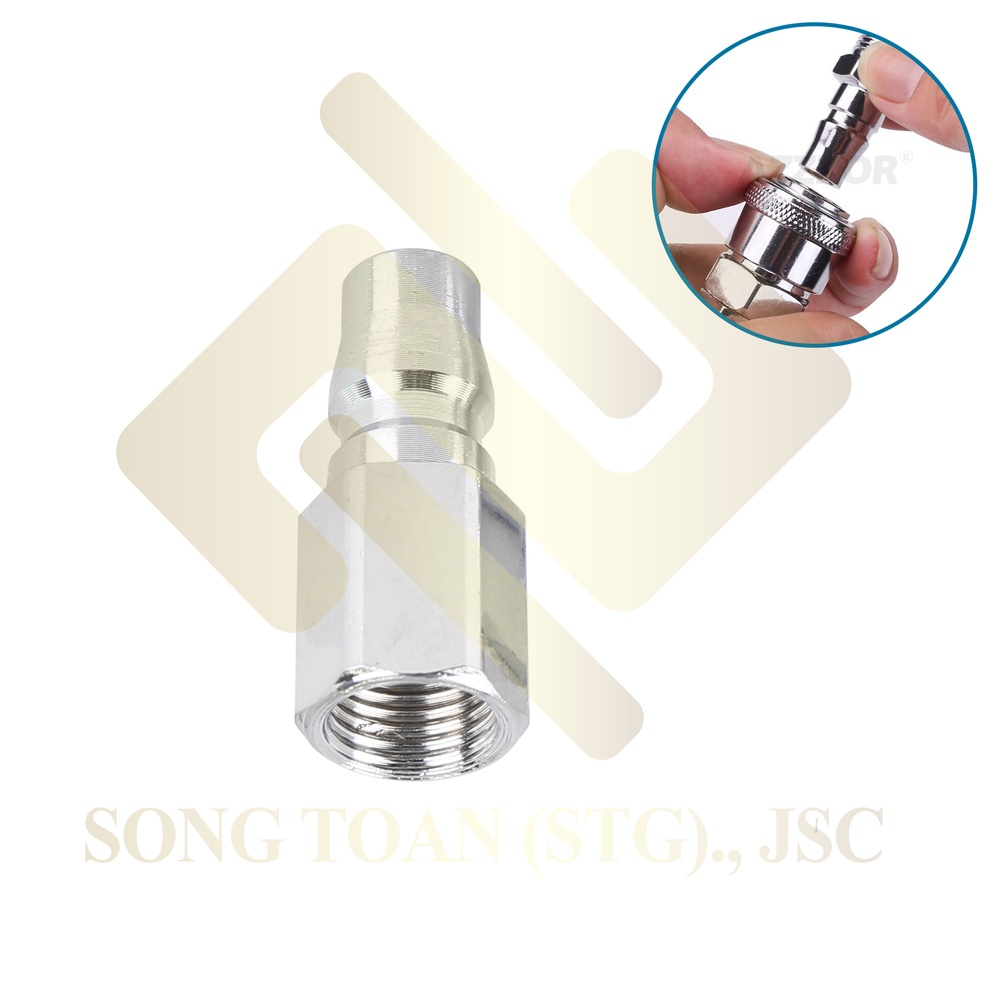 Khớp Rời PF Ren Trong 13 Đầu Đực Nối Nhanh Vào Khớp Ổ Bi Lắp Dây Hơi - Khí Nén, Quick Air Adaptor - Bằng Thép Mạ Crom