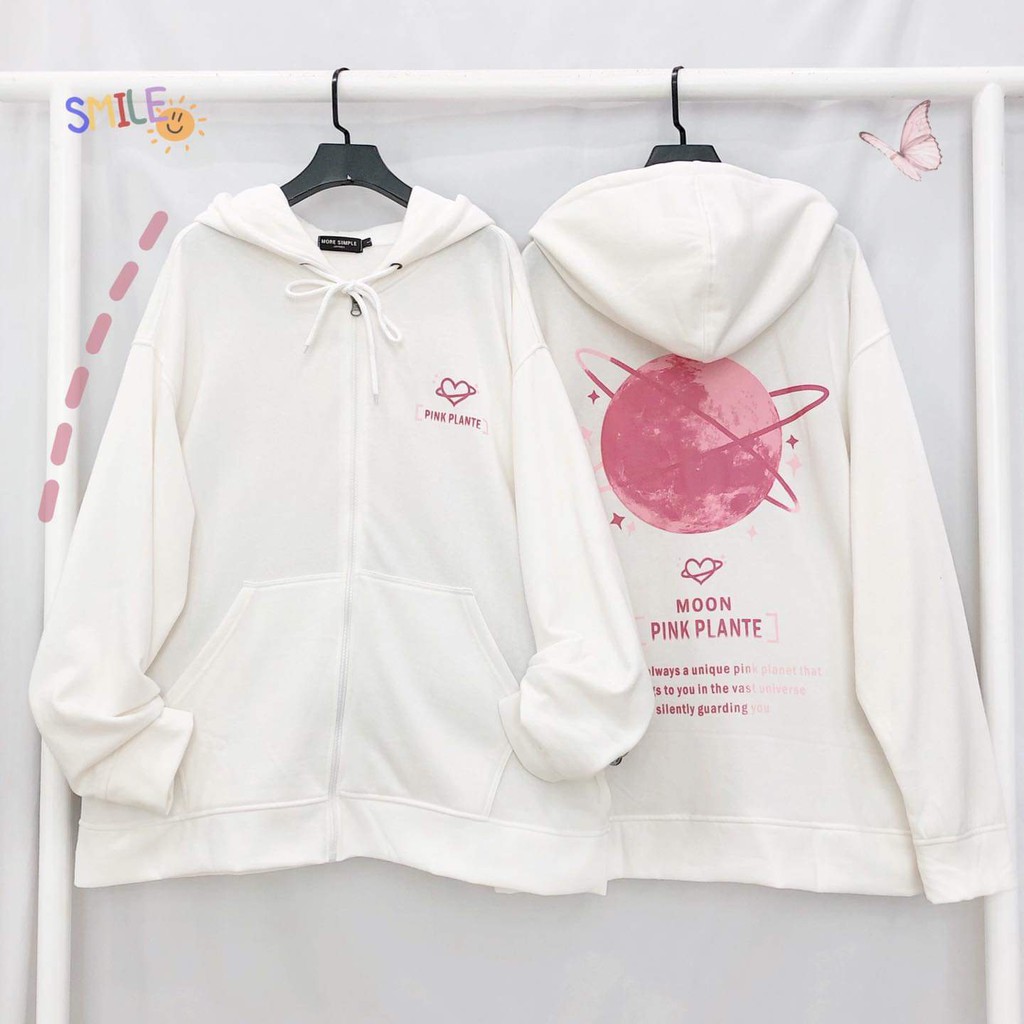 Áo Khoác Nỉ Bông MOPIE PLANTE Phối Dây Kéo Form Rộng Ulzzang (Ảnh Thật 2 màu)🔥SWEATER&JACKET