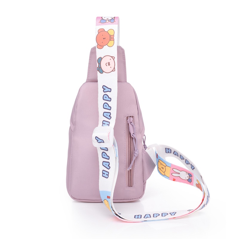 Túi Đeo Chéo Trước Ngực Vải Canvas Hình Chú Thỏ Dễ Thương Xinh Xắn Cho Bé Gái