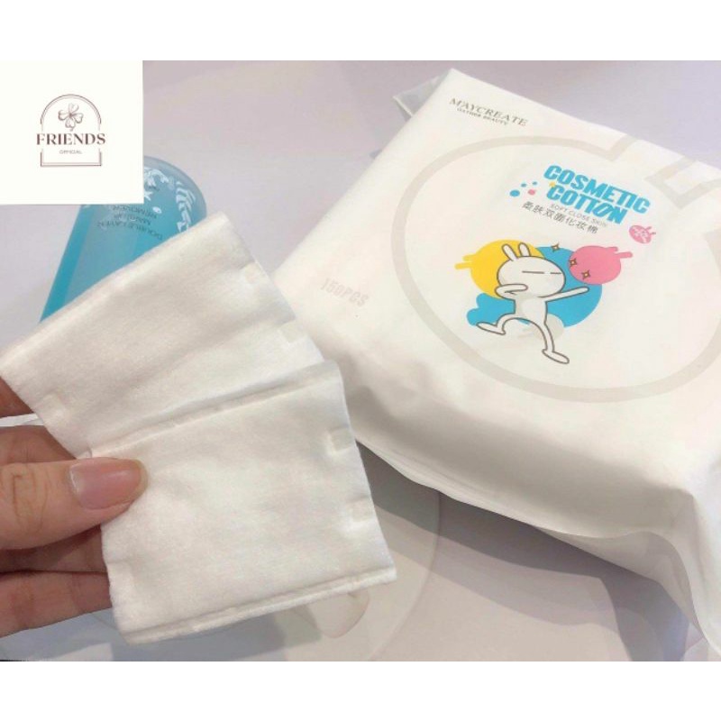 Bông tẩy trang 3 lớp, khăn tẩy trang Cotton Pads Maycreate 150 miếng tẩy trang da mặt