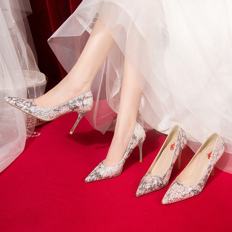 Giày Cao Gót Cô Dâu Đính Đá Lấp Lánh Thiết Kế Mới 2022 Thời Trang