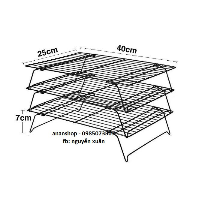 Rack hong bánh 3 tầng 40cm