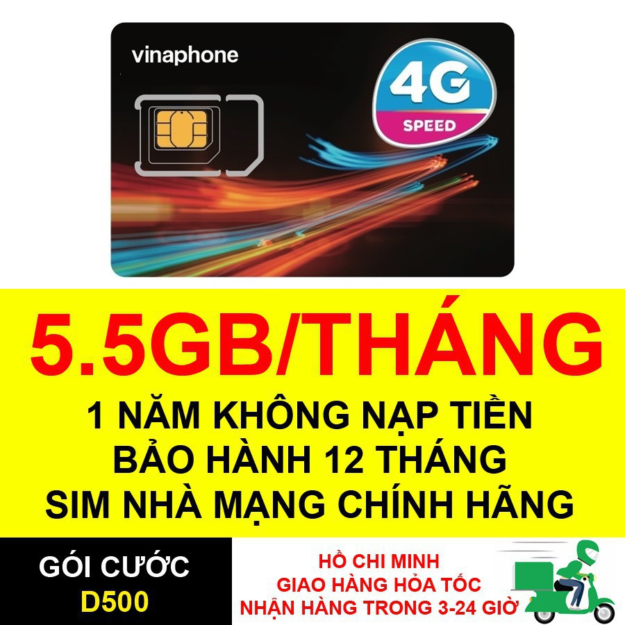 SIM 4G VINAPHONE VD89, D60G,VD149 TRỌN GÓI 12 THÁNG - 4GB/NGÀY - 120GB/THÁNG DATA TỐC ĐỘ CAO