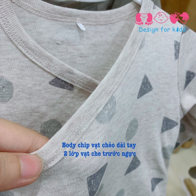 Áo khoác dùng 2 mặt, body chip dài tay vạt chéo MUJI xuất dư cho bé