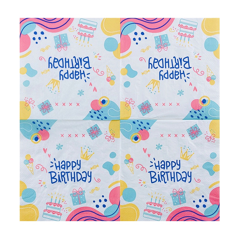 Set 20 Khăn Ăn Giấy In Chữ Happy Birthday Baons Nhiều Màu Sắc Trang Trí Tiệc Cho Bé