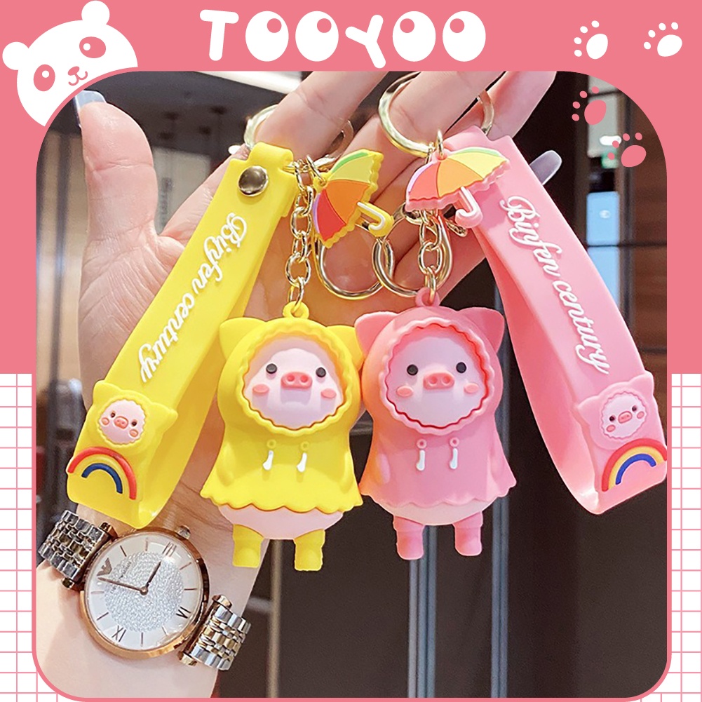 Móc khóa hình chú heo mặc áo mưa dễ thương cute TooYoo TY0065