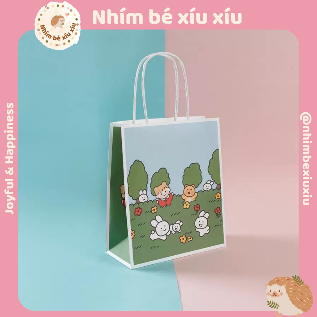 Túi giấy đựng quà tặng có quai xách Mira Girl/Gấu Thỏ 18*21*8 cm VT54 | BigBuy360 - bigbuy360.vn