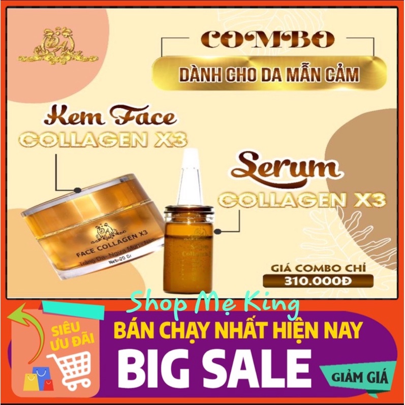 (CHÍNH HÃNG 100%) COMBO SERUM COLLAGEN X3 VÀ KEM FACE ĐÔNG ANH